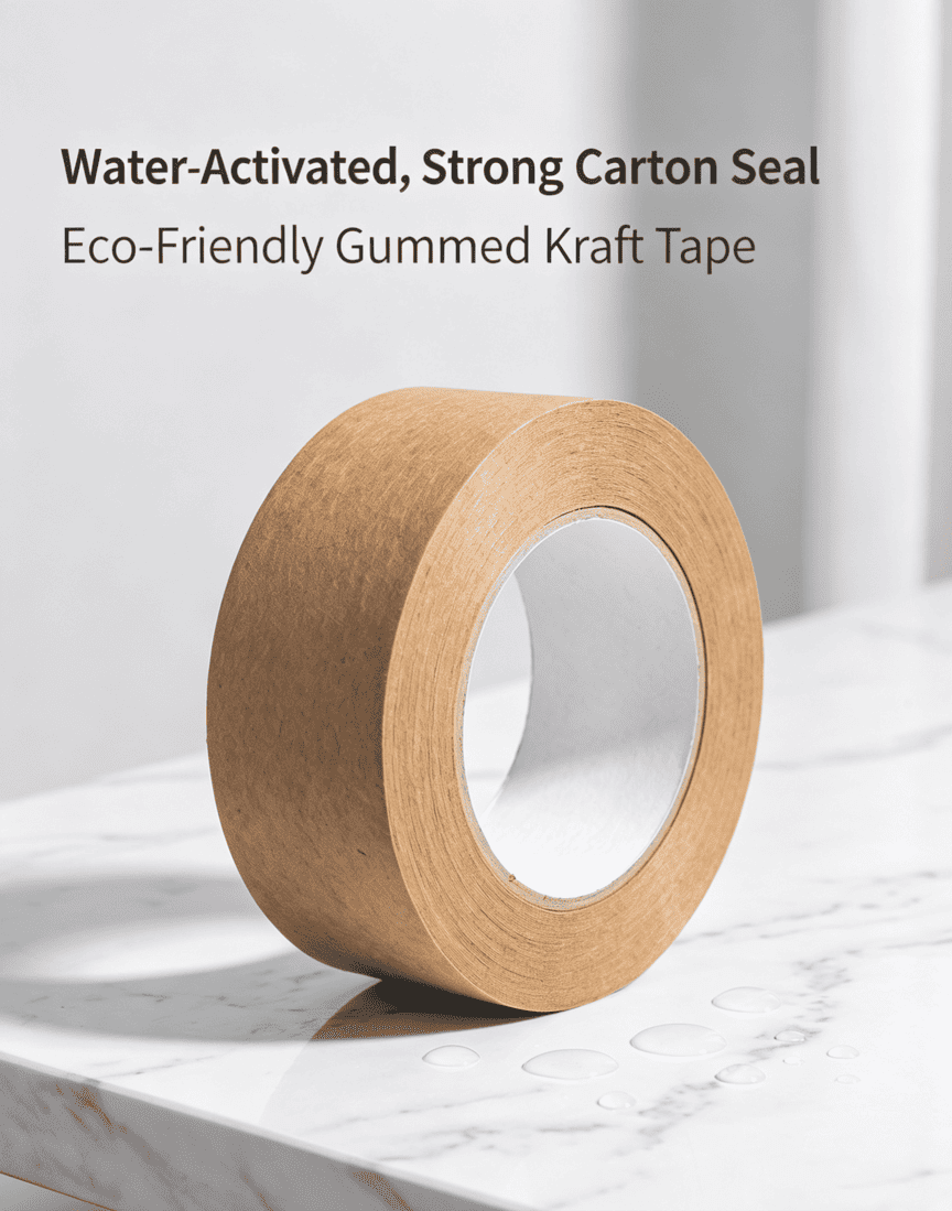 Eco-Friendly Water-Activated Brown Kraft Paper Tape Eco-Friendly Water-Activated Brown Kraft Paper Tape