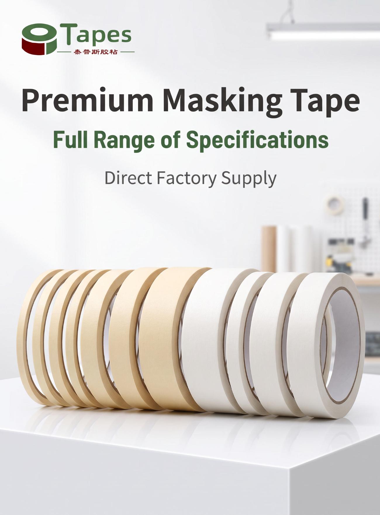 Writable White Crepe Paper masking Tape for Spray Masking, Curves & Corners