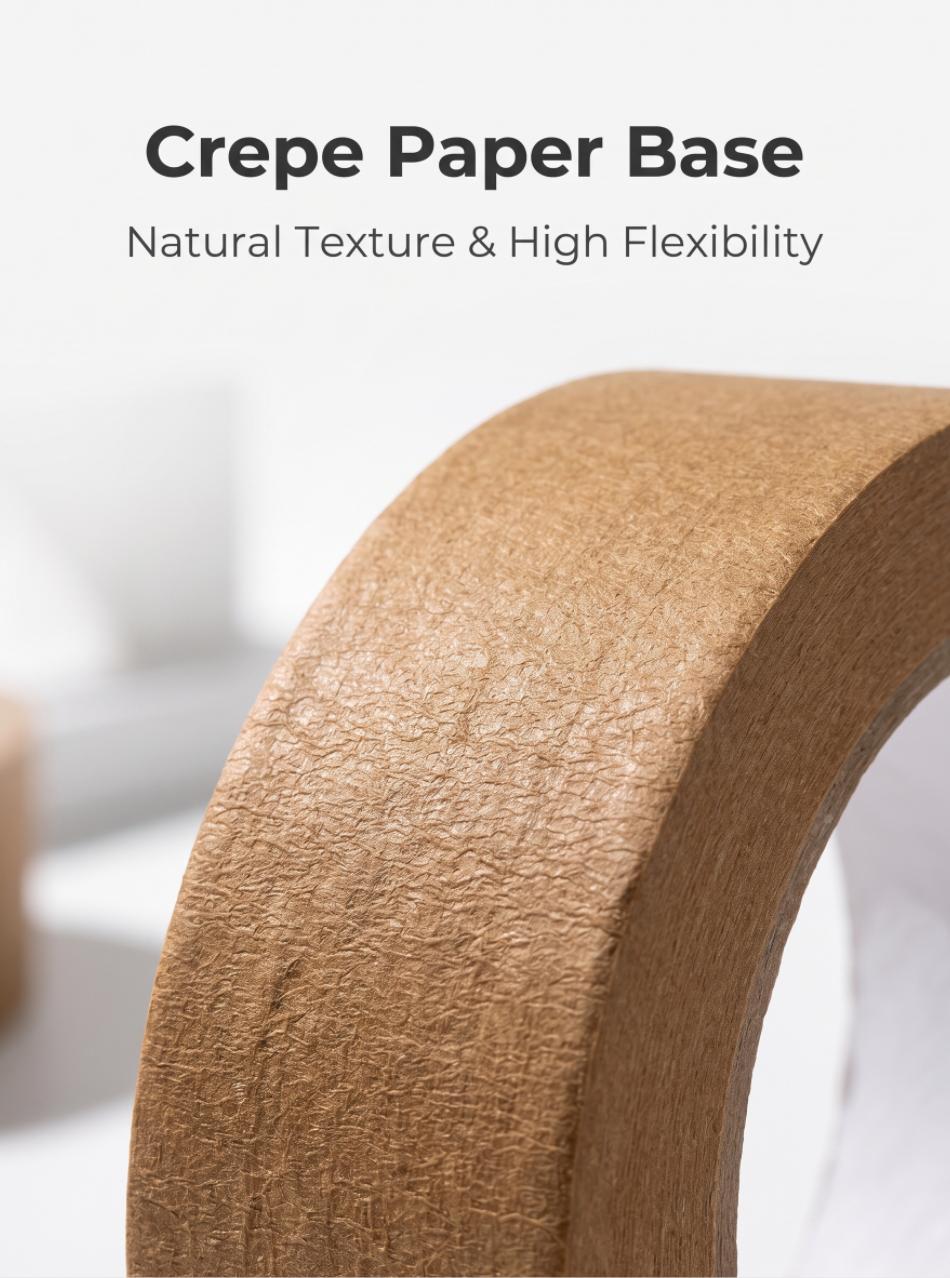 Brown Crepe Paper Masking Tape for Packing & Decoration