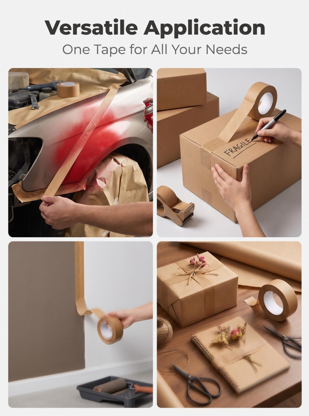 Brown Crepe Paper Masking Tape for Packing & Decoration