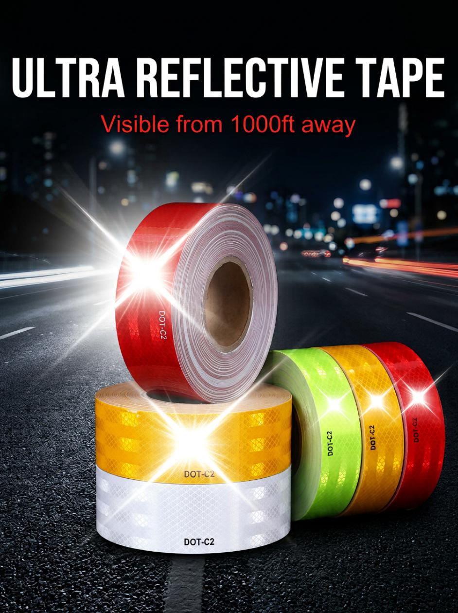 PET Reflective Film Tape Waterproof Durable Safety Warning Reflective Sticker Tape PET Reflective Film Tape Waterproof Durable Safety Warning Reflective Sticker Tape