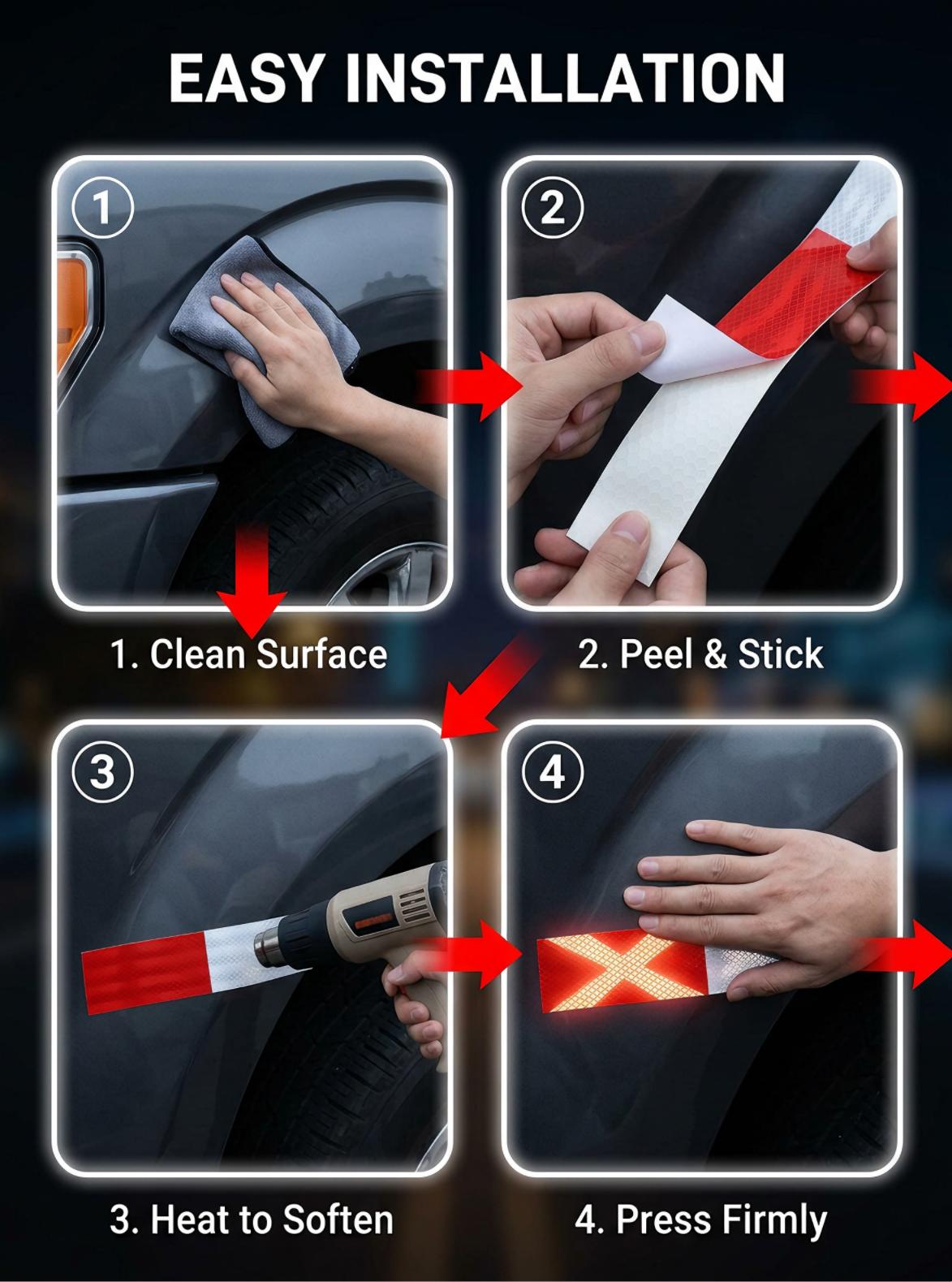 PET Reflective Film Tape Waterproof Durable Safety Warning Reflective Sticker Tape PET Reflective Film Tape Waterproof Durable Safety Warning Reflective Sticker Tape