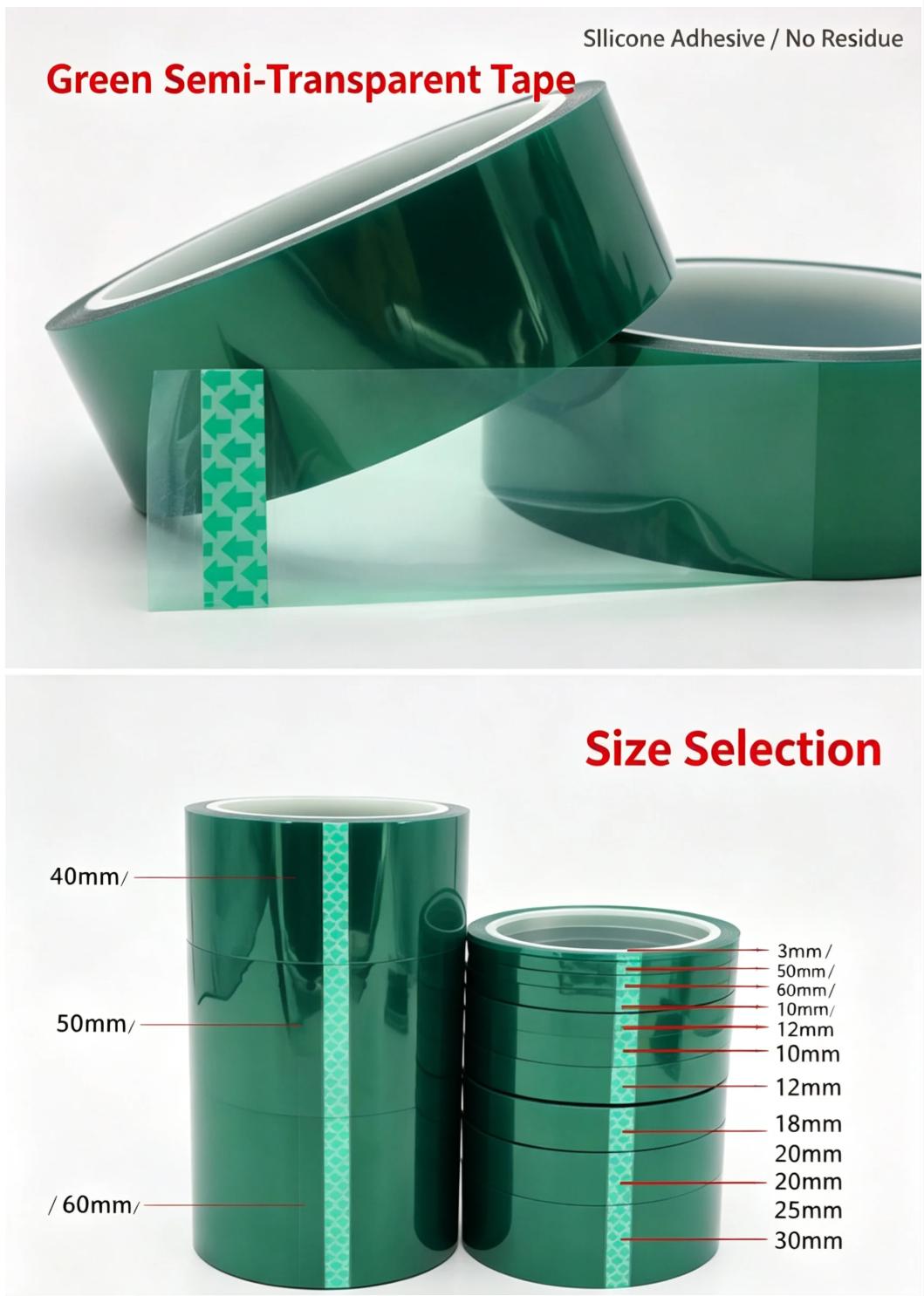 Industrial Heat Resistance Insulating Green PET Silicone High‑Temperature Masking Tape Industrial Heat Resistance Insulating Green PET Silicone High‑Temperature Masking Tape